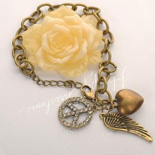 Wings Love Peace Bracelet  Copper - One Size