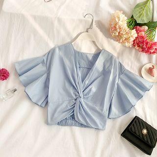 Short-sleeve Twisted Cropped Top