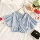 Short-sleeve Twisted Cropped Top