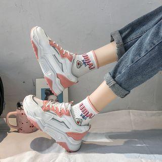 Mesh Panel Platform Lace-up Sneakers