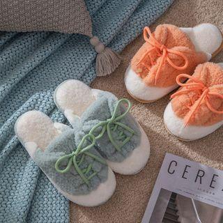 Fluffy Lace-up Slippers