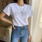 Over Letter Embroidery T-shirt