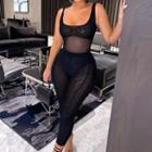 Set: Sleeveless Mesh Top + Pants
