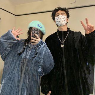 Couple Matching Tie-dye Velvet Zip-up Jacket