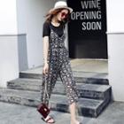 Set: T-shirt + Patterned Chiffon Jumpsuit
