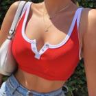 Sleeveless Color Block Cropped Top