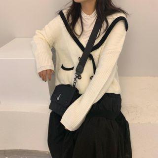 Double Breasted Cardigan White - One Size