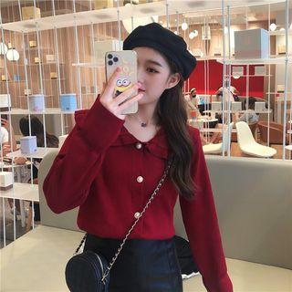 Frill Peter Pan Collar Knitted Top