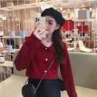 Frill Peter Pan Collar Knitted Top
