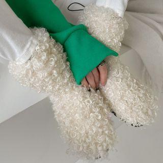Lug-sole Drawstring Faux-fur Boots
