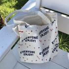 Lettering Canvas Tote Bag Letter & Red Patern - White - One Size