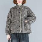 Plaid Stand-collar Cotton Jacket