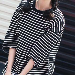 Color-block Crew-neck Strip Top