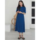 Tie-waist Dotted Long Dress