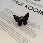 Rhinestone Butterfly Open Ring 1pc - Black - One Size