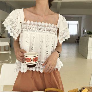 Lace Trim Sqaure Neck Top