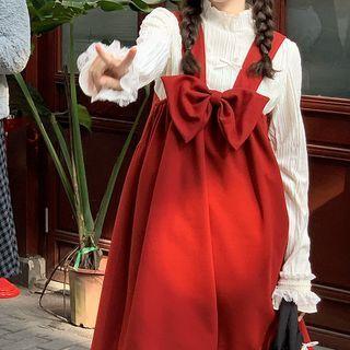 Bow-front A-line Overall Dress