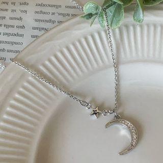 Moon Necklace 1pc - Silver - One Size