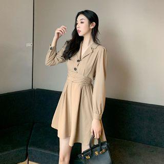 Plain Collared Mini A-line Dress