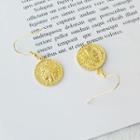 925 Sterling Silver Coin Drop Hook Earring Gold - One Size