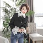 Lace-detail Contrast-trim Jacket