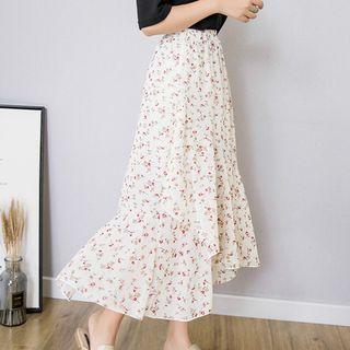 Floral Asymmetrical Midi Skirt