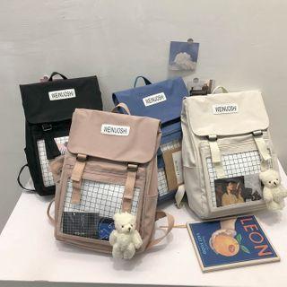 Set: Transparent Panel Backpack + Bear Bag Charm