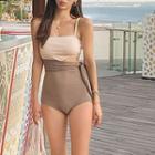 Asymmetrical Two-tone Cutout Swimsuit
