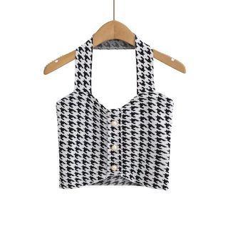 Houndstooth Cropped Halter Top