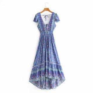 Ethnic V-neck Midi A-line Dress