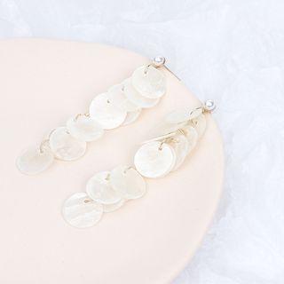 Mother Of Pearl Drop Earrings 1 Pair - Gold - One Size