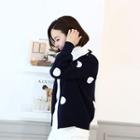 Open-front Bishop-sleeve Dotted Cardigan