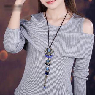 Beaded Necklace Blue - One Size