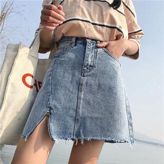 Mini Slit Denim Skirt