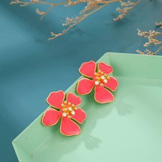 Alloy Flower Earring 1 Pair - 14336 - Red - One Size