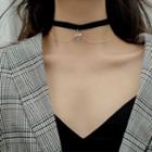 925 Sterling Silver Cupid Chained Layered Choker Black - One Size