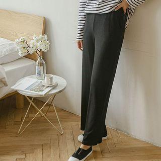Silky Ribbed Wide-leg Pants