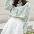 Long-sleeve Floral Print Shirt Green - One Size