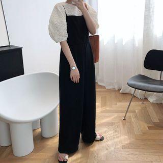 Spaghetti Strap Straight-cut Jumper Pants