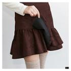 Ruffle-hem Faux-suede Mini Skirt