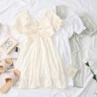 Ruffled-trim Drawstring Mini Dress