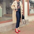 Belted-sleeve Double-breasted Trench Coat