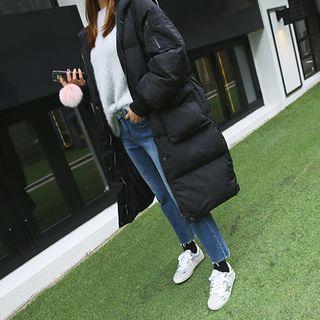 Hooded Zip-up Long Puffer Coat