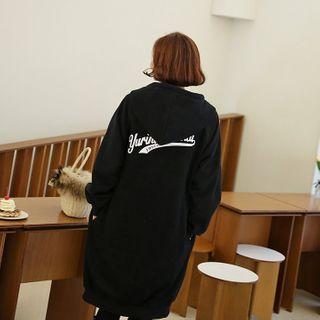 Letter-back Long Zip Hoodie