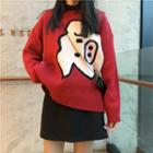 Pig Print Sweater Pig - Red - One Size