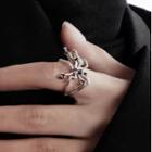 Rhinestone Spider Ring Ring - Silver - One Size