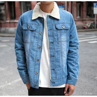 Stitched Fleece-lining Denim Jacket