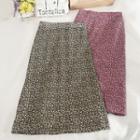 Slit-side Floral Midi Skirt