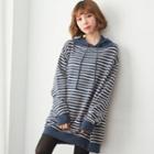 Long-sleeve Hooded Striped Knit Top
