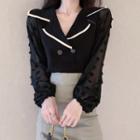 Long-sleeve Panel Double-breasted Crop Top